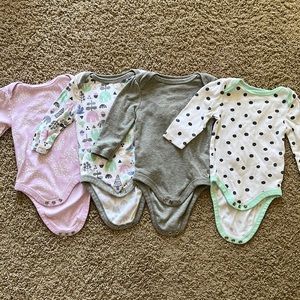 Cloud island 4 pack long sleeve onesies VGUC 3-6M